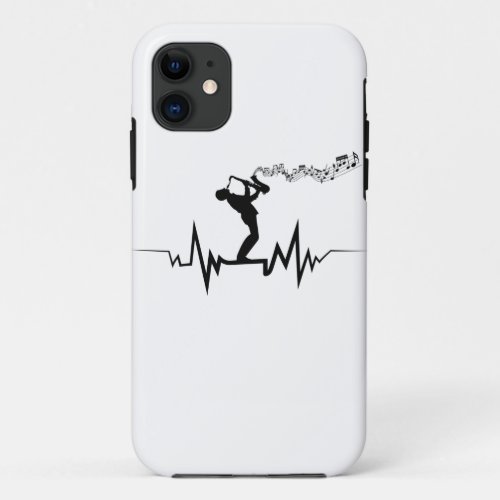 Saxophone Heartbeat design Cool Gift For Musicians iPhone 11 Case