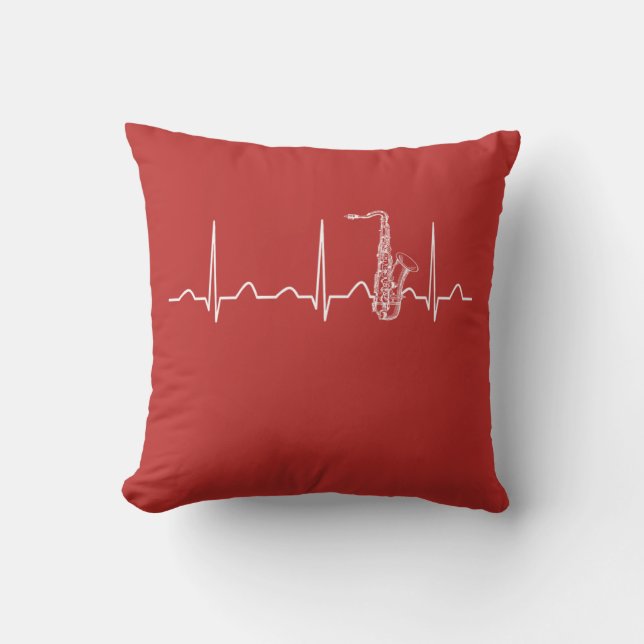 SAXOPHONE HEARTBEAT THROW PILLOW (Front)