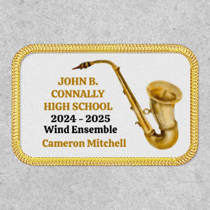 Saxophone High School Band Gold Personalized Patch