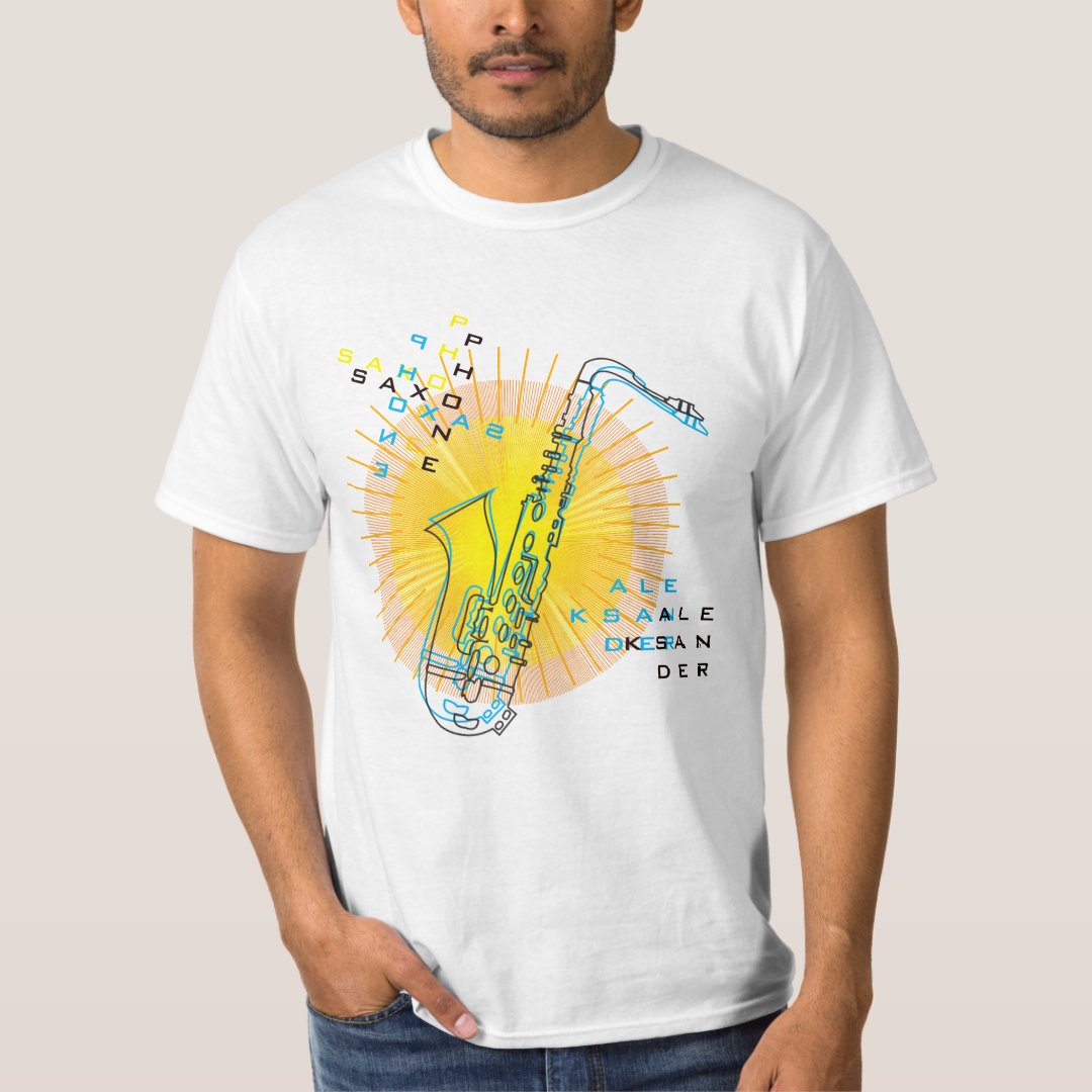 Saxophone Illustration Cool Modern Art Saxophonist T-Shirt | Zazzle