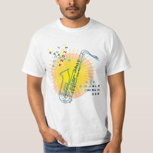 Saxophone Illustration Cool Modern Art Saxophonist T_Shirt