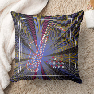 Saxophone Illustration Cool Modern Art Saxophonist Throw Pillow
