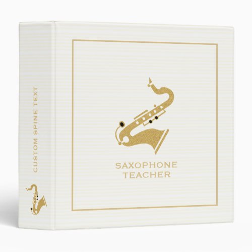 Saxophone Illustration In Golden Glitter Texture 3 Ring Binder