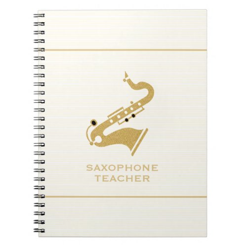 Saxophone Illustration In Golden Glitter Texture Notebook