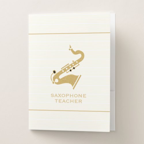Saxophone Illustration In Golden Glitter Texture Pocket Folder