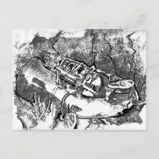 Saxophone in the grass postcard