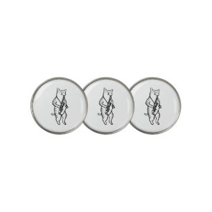Saxophone Instrument Music Jazz Cat Golf Balls Golf Ball Marker
