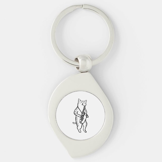 Saxophone Instrument Music Jazz Cat Golf Balls Keychain (Front)