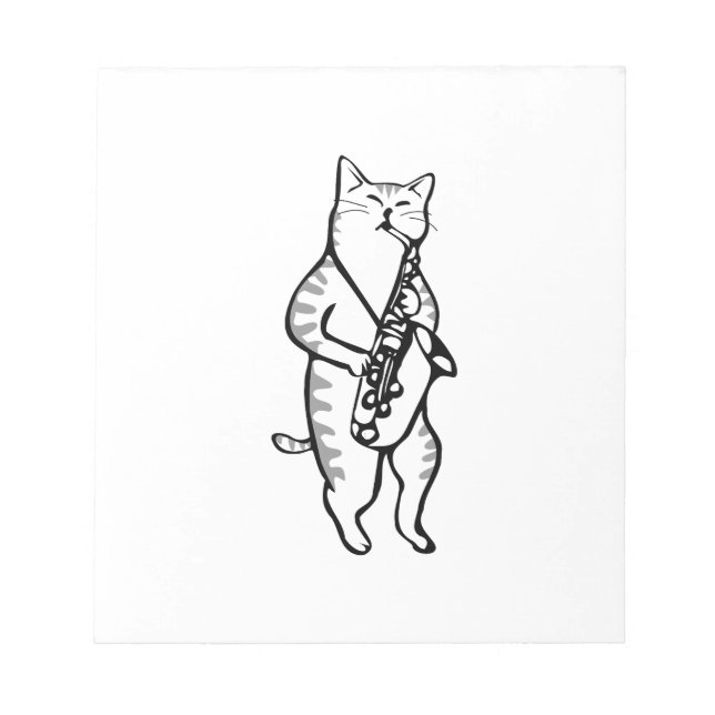 Saxophone Instrument Music Jazz Cat Notes (Front)