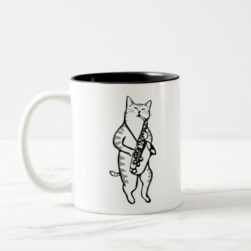 Saxophone Instrument Music Jazz Cat Two_Tone Coffee Mug
