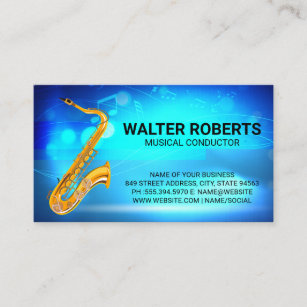 Saxophone Instrument   Musical Notes Business Card