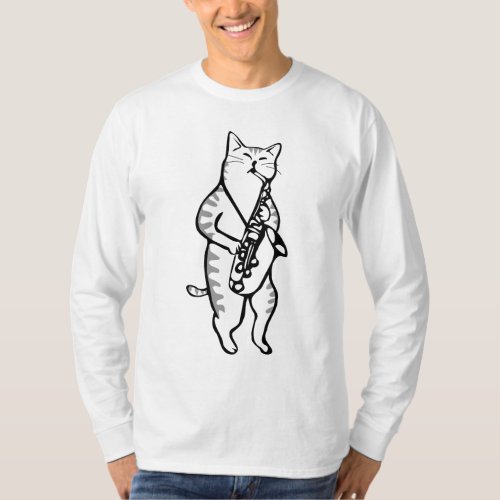 Saxophone Jazz Cat Funny T_shirts