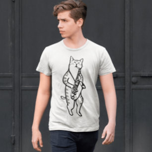 Saxophone jazz Cat, mens & womens T-shirts
