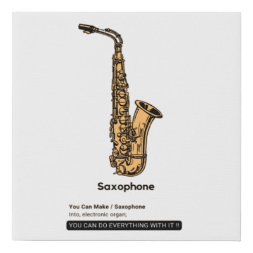 Saxophone Jazz Instrument Faux Canvas Print