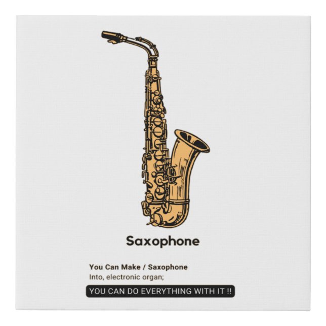 Saxophone Jazz Instrument Faux Canvas Print (Front)