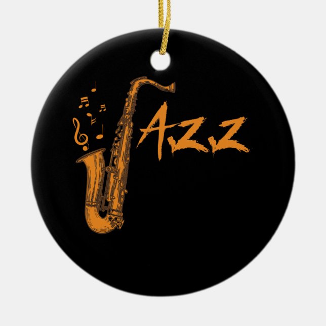 Saxophone Jazz Music Instrument Ceramic Ornament (Front)