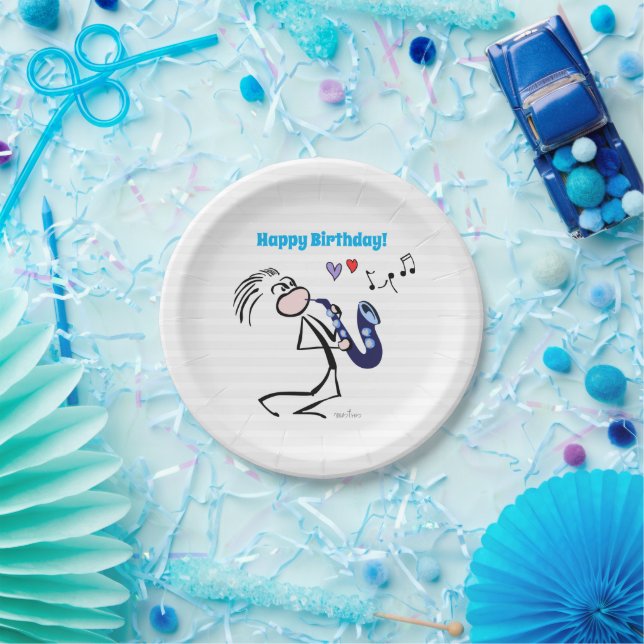Saxophone Jazz Music Paper Plates (Party)
