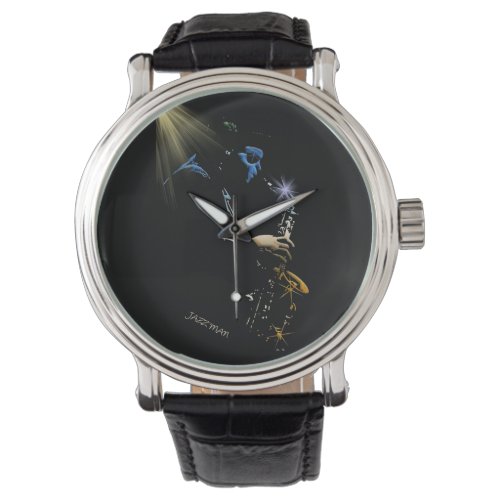 Saxophone Jazz Player Art Design Watch