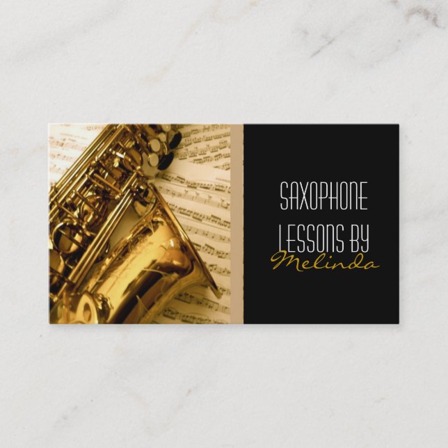 Saxophone Lessons, Music, Instrument Business Card (Front)