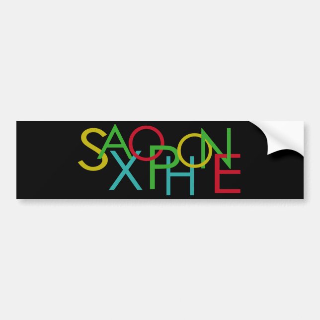 SAXOPHONE Letters Bumper Sticker (Front)