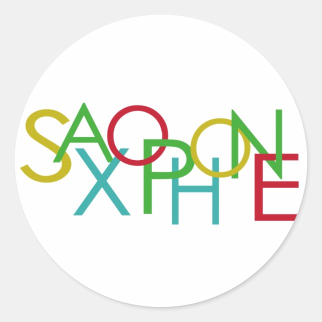 SAXOPHONE Letters Classic Round Sticker (Front)