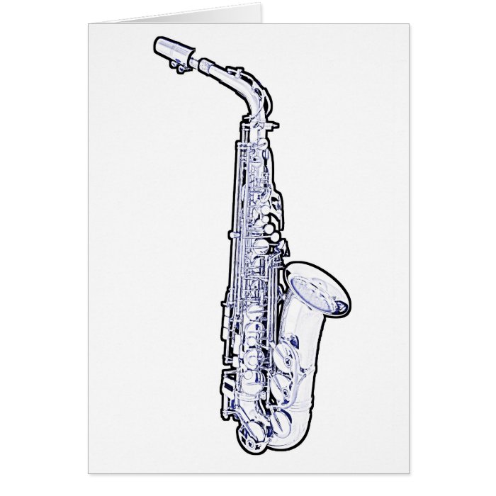 Saxophone Line Drawing Greeting Card