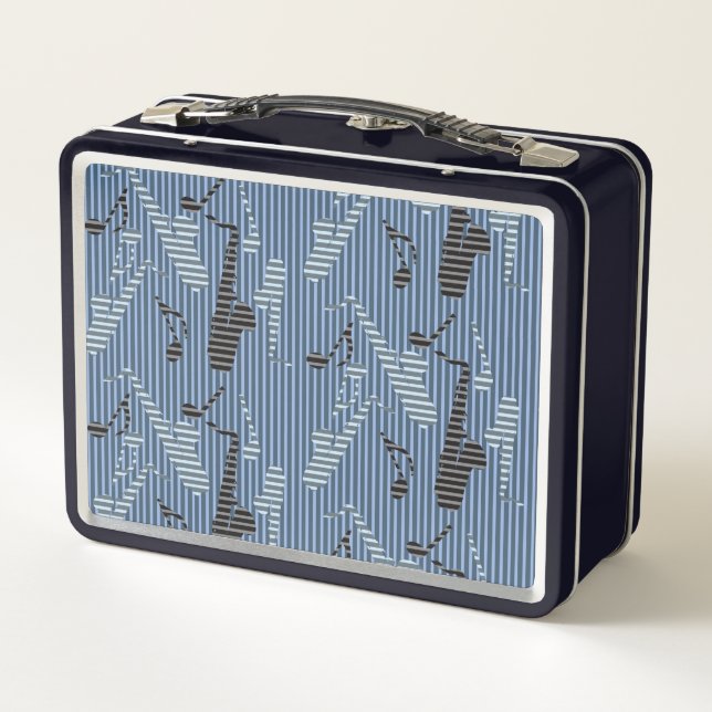 Saxophone Lines Metal Lunch Box (Back)