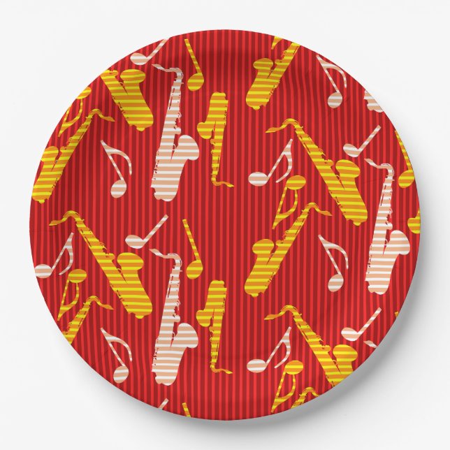 Saxophone Lines  Paper Plates (Front)