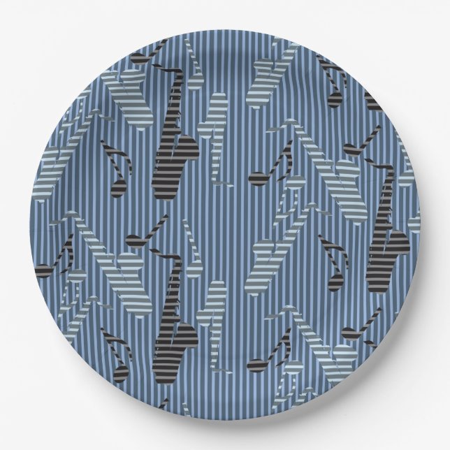 Saxophone Lines  Paper Plates (Front)