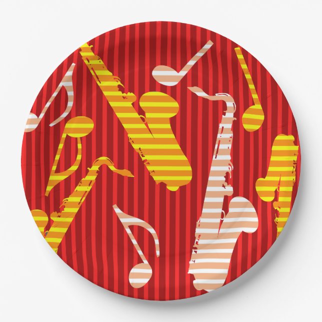 Saxophone Lines  Paper Plates (Front)
