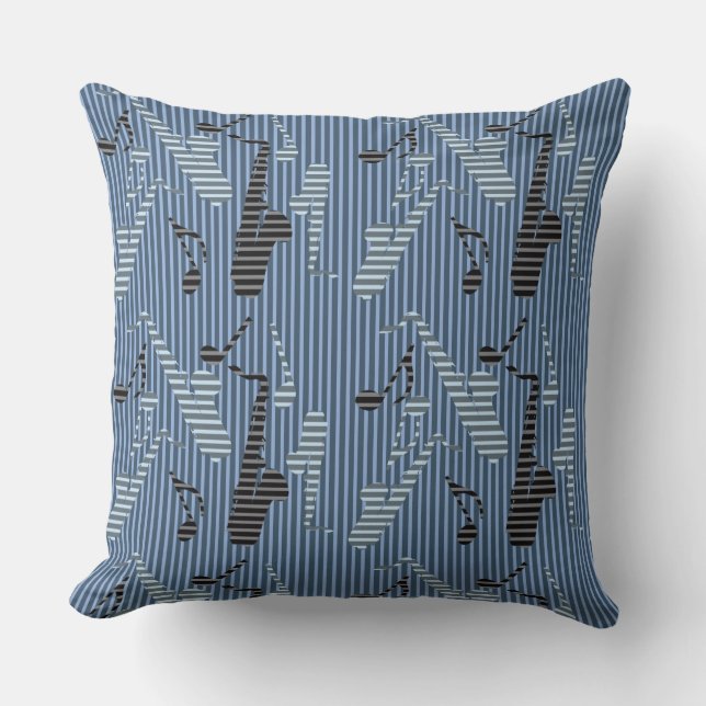 Saxophone Lines Throw Pillow (Front)
