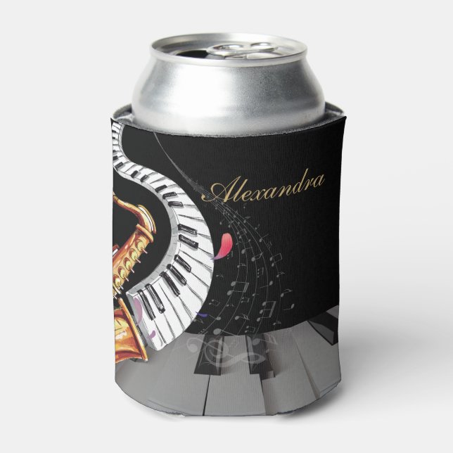 Saxophone Luxury Piano Music Personalized Can Cooler (Can Front)