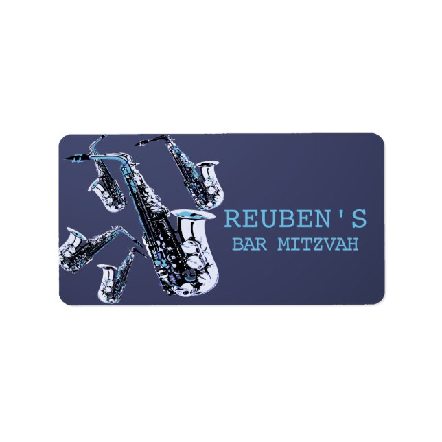 Saxophone Mania Bar Mitzvah Label (Front)