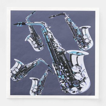 Saxophone Mania Paper Dinner Napkins by InBeTeen at Zazzle