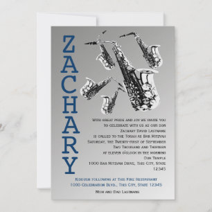 Saxophone Music Bar Mitzvah Invitation