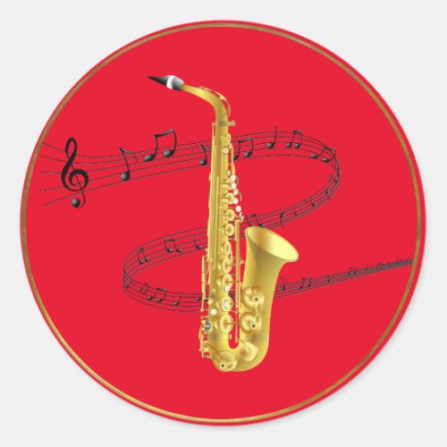 Saxophone Music Classic Round Sticker