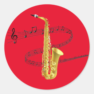 Saxophone Music Classic Round Sticker