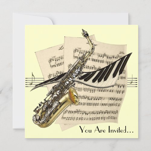 Saxophone Music Design Invitation