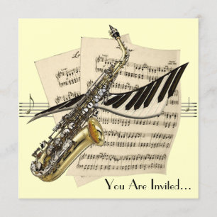 Saxophone Music Design Invitation