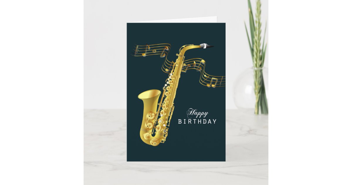 Saxophone Music Happy Birthday Card