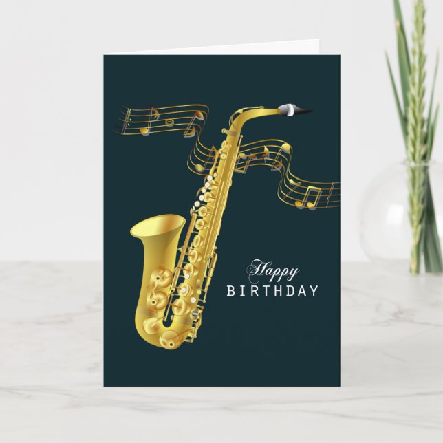 Saxophone Music Happy Birthday Card (Front)