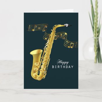 Saxophone Music Happy Birthday Card by SueshineStudio at Zazzle