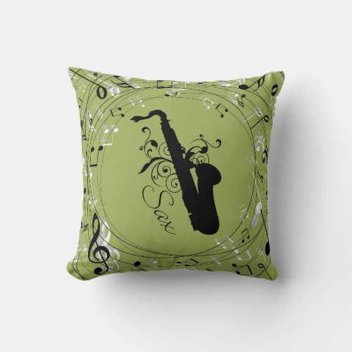 Saxophone Music Instrument Throw Pillow Gift