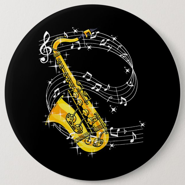 Saxophone Music Jazz Saxophone Button (Front)