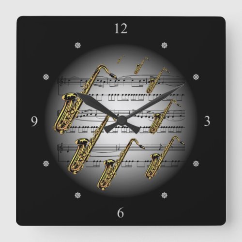 Saxophone  Music  La musique  Msica  Musik  Square Wall Clock
