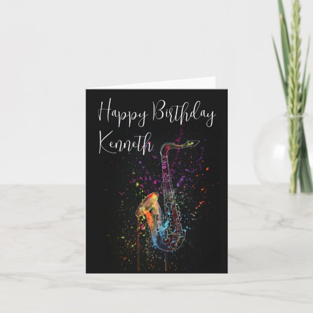 Saxophone Music Lover Birthday  Card (Front)