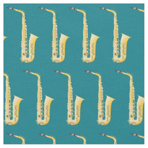 Saxophone Music Musician Room Decor Teal Fabric