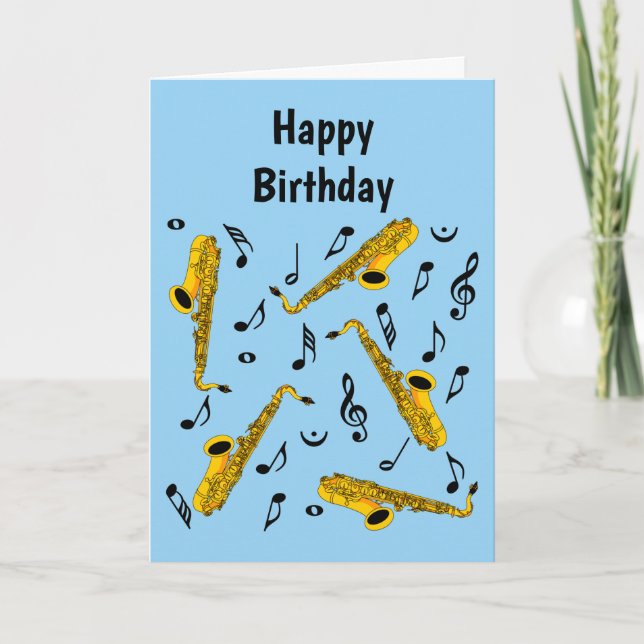 Saxophone Music Note Pattern Card (Front)