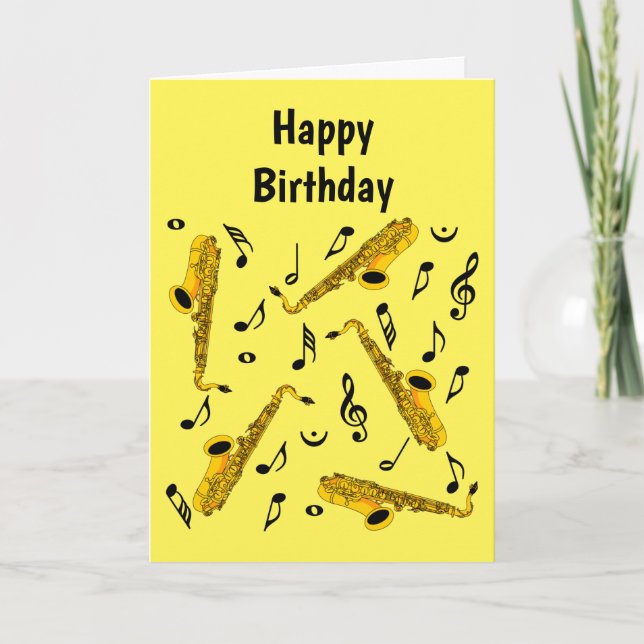 Saxophone Music Note Pattern Card (Front)