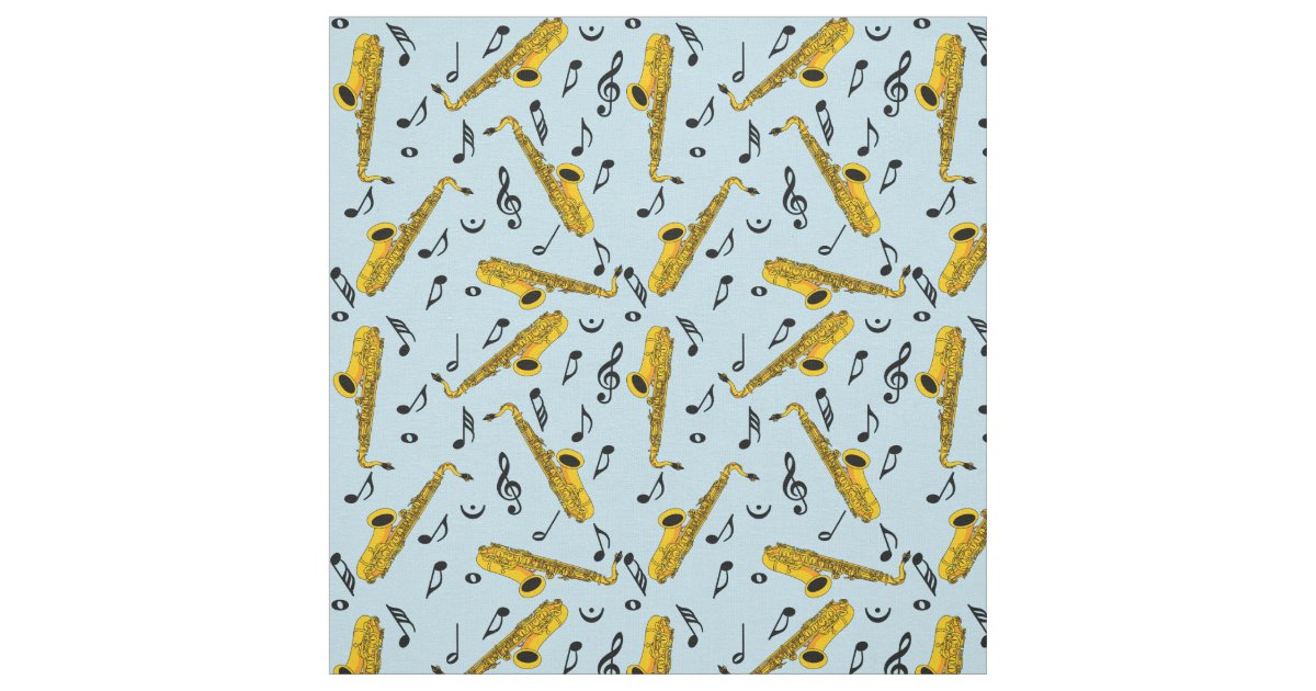 Saxophone Music Note Pattern Fabric Zazzle